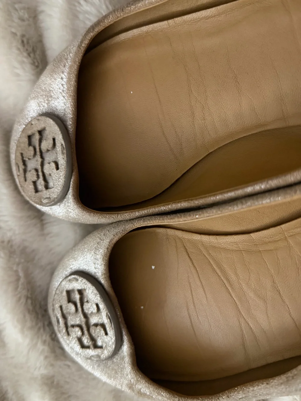 Tory Burch Metallic Minnie Travel Ballet Flats